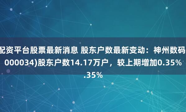 配资平台股票最新消息 股东户数最新变动：神州数码(000034)股东户数14.17万户，较上期增加0.35%