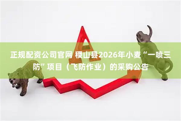 正规配资公司官网 稷山县2026年小麦“一喷三防”项目(飞防作业)的采购公告